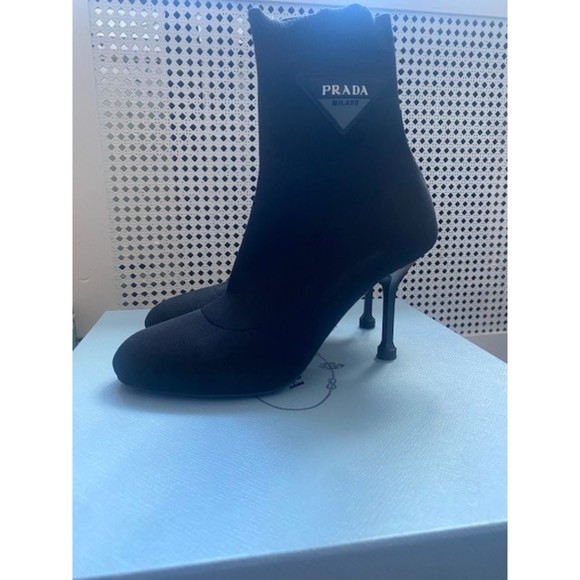 Prada Logo 90 Sock Black Booties Size 6 - Picture 7 of 7